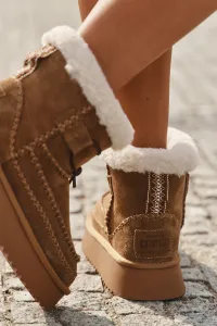 BIG STAR SHOES Semišové dámske snehule s ozdobnými švami Big Star