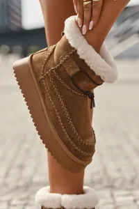 BIG STAR SHOES Semišové dámske snehule s ozdobnými švami Big Star