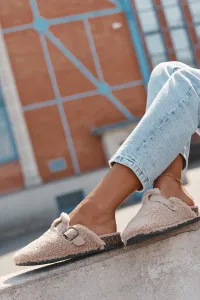 Boto Dámske papuče s ovčou kožou Béžové Lorivine