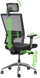 MERCURY Ergonomická kancelárska stolička WINDY čierna, vysoké postavy
