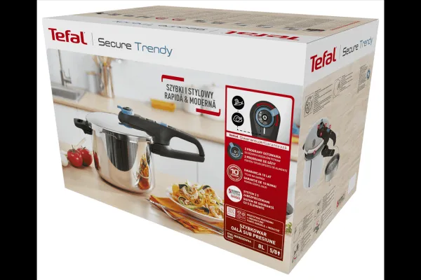 Tlakový hrniec Tefal Secure Trendy 8 l P2584401 Nerezový/Čierny