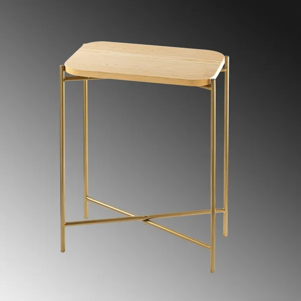 Kalune Design Odkládací stolek Shb-003 z masivu zlatý/dub přírodní