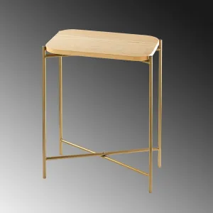 Kalune Design Odkládací stolek Shb-003 z masivu zlatý/dub přírodní