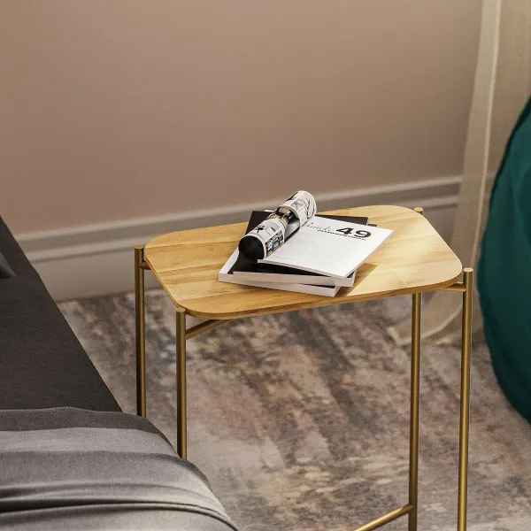 Kalune Design Odkládací stolek Shb-003 z masivu zlatý/dub přírodní