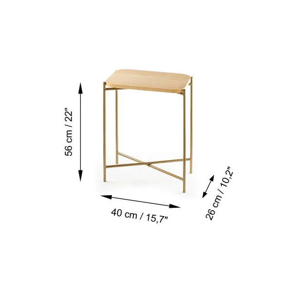 Kalune Design Odkládací stolek Shb-003 z masivu zlatý/dub přírodní