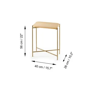 Kalune Design Odkládací stolek Shb-003 z masivu zlatý/dub přírodní