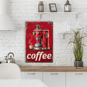 Retro drevený obraz - Coffee