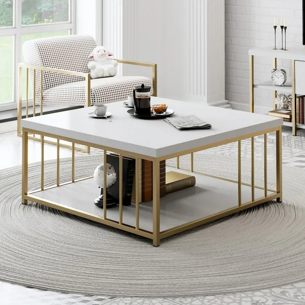 Konferenčný stolík Zenn - White, Gold