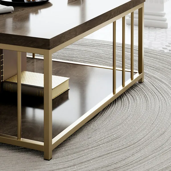 Konferenčný stolík Zenn - Walnut, Gold