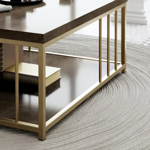 Konferenčný stolík Zenn - Walnut, Gold