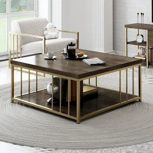 Konferenčný stolík Zenn - Walnut, Gold