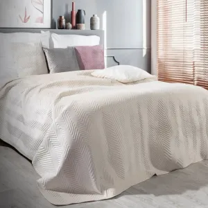 Domtextilu Kvalitný obojstranný prehoz na posteľ krémovej farby Šírka: 230 cm | Dĺžka: 260 cm. Šírka: 230 cm | Dĺžka: 260 cm. 30162_102759