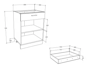 VCM Dolní kuchyňská skříňka Esilo, 60 cm, 2 dvířka a 1 zásuvka, sonoma dub