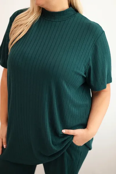 Kesi Komplet dámsky Plus Size 3-dielny tmavozelený