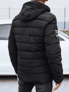Pánska zimná bunda s kapucňou, čierna