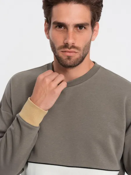 Pánsky sveter OMBRE Sweatshirt B1673 V-7 dark brown