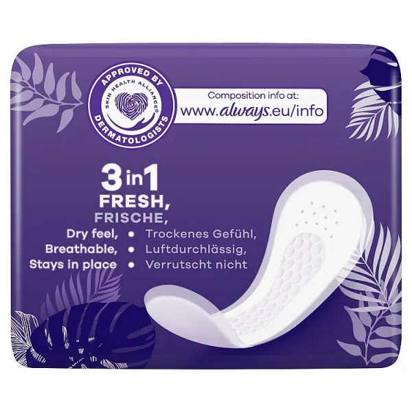 Always Daily Fresh Normálne balené, 0 % parfumov a farbív 20 ks