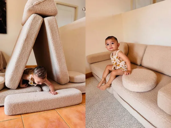 Veľký multifunkčný skladací bunker z bouclé SOFA Zvoľte farbu: Béžová