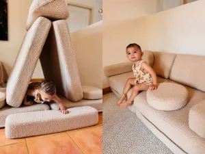 Veľký multifunkčný skladací bunker z bouclé SOFA Zvoľte farbu: Béžová