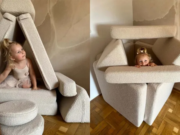Veľký multifunkčný skladací bunker z bouclé SOFA Zvoľte farbu: Béžová