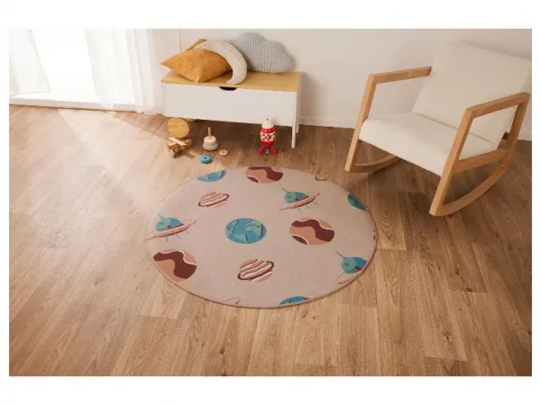 Livarno home Detský koberec, Ø 120 cm (béžová)