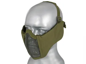 Maska na tvár WOSPORT Half Face Mesh Mask 2.0 s ochranou uší - olivová