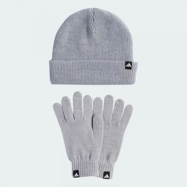 Dámska zimná čiapka ADIDAS Glove + Beanie 2 Pcs. Set light grey heather white