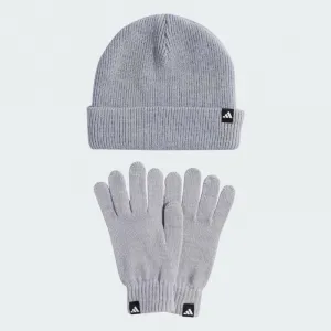 Dámska zimná čiapka ADIDAS Glove + Beanie 2 Pcs. Set light grey heather white