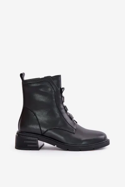 Leather ankle boots with zipper insulated black olidrila