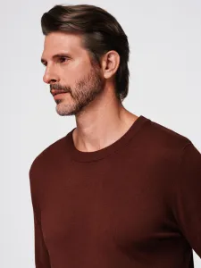 Ombre Men's sweater with round neckline in stretch knit with classic weave - maroon