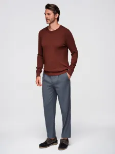 Ombre Men's sweater with round neckline in stretch knit with classic weave - maroon