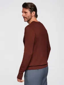 Ombre Men's sweater with round neckline in stretch knit with classic weave - maroon