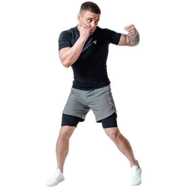 RDX T16 COMPRESSION MMA SHORTS 2V1 Kraťasy na MMA, sivá, veľkosť XXL