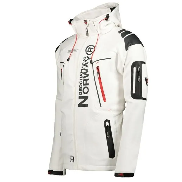 GEOGRAPHICAL NORWAY TECHNO HOODIE Pánska softshellová bunda, biela, veľkosť