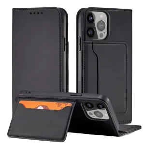 MG Magnet Card knižkové kožené puzdro na iPhone 13 Pro Max, čierne