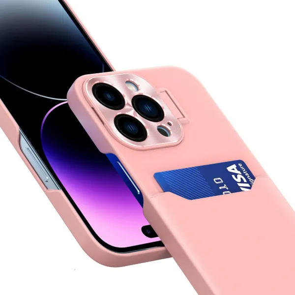 MG Leather Stand kryt na iPhone 14, ružový