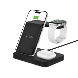 Tech-Protect A37 3in1 bezdrôtová nabíjačka na mobil / Apple Watch / AirPods, čierna