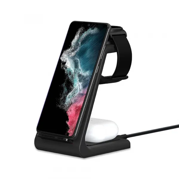 Tech-Protect A36 3in1 bezdrôtová nabíjačka na mobil / Galaxy Watch / Galaxy Buds 10W, čierna