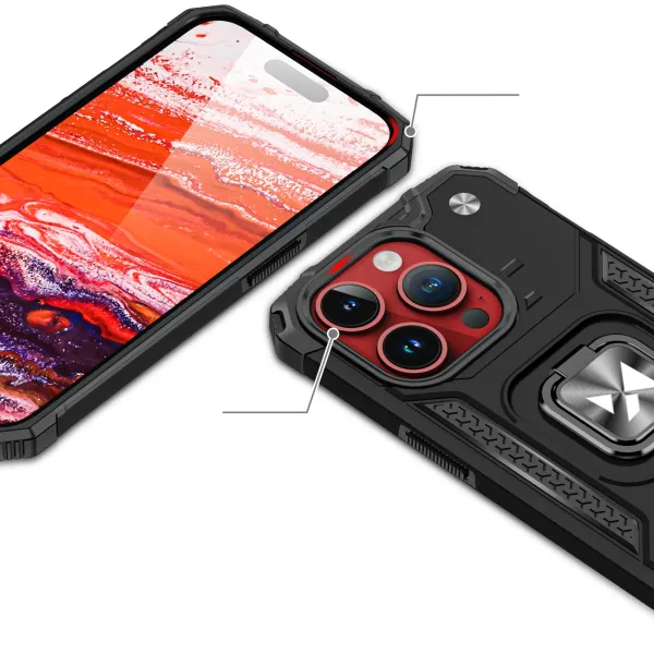 MG Ring Armor kryt na iPhone 15 Pro Max, čierny