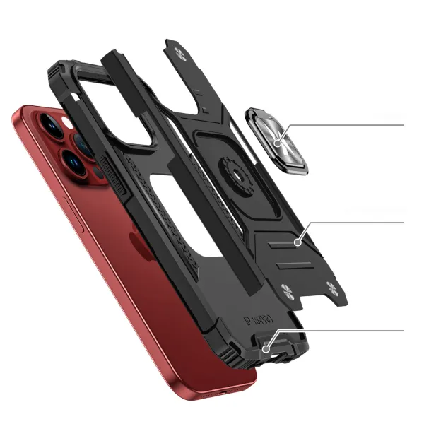 MG Ring Armor kryt na iPhone 15 Pro Max, čierny