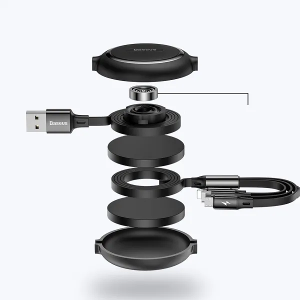 Baseus Golden Loop 3in1 USB kábel - micro USB / Lightning / USB-C 35-120cm, čierny