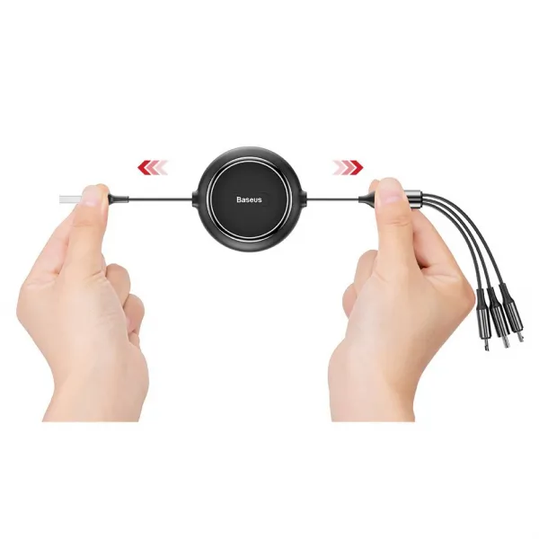 Baseus Golden Loop 3in1 USB kábel - micro USB / Lightning / USB-C 35-120cm, čierny