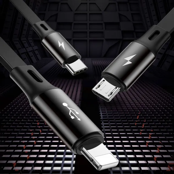 Baseus Golden Loop 3in1 USB kábel - micro USB / Lightning / USB-C 35-120cm, čierny