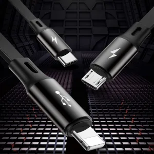 Baseus Golden Loop 3in1 USB kábel - micro USB / Lightning / USB-C 35-120cm, čierny