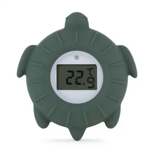 PETITE&MARS Teplomer silikónový digitálny do vody Turtle Terry Misty Green 0m+