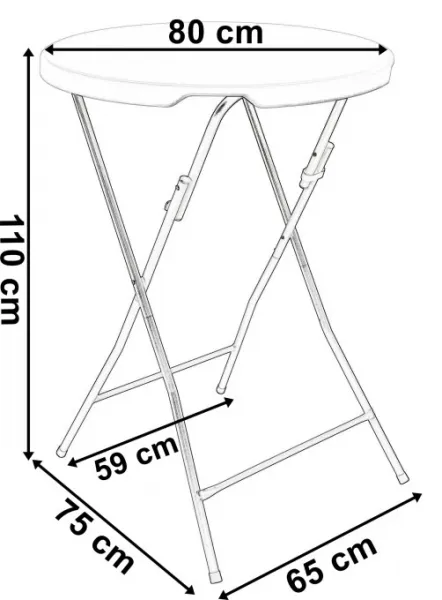 Skladací stolík GALA 80 cm biely