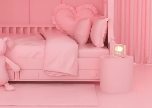Budík a nočné svetlo – MOB Billy Clock and light – Pink