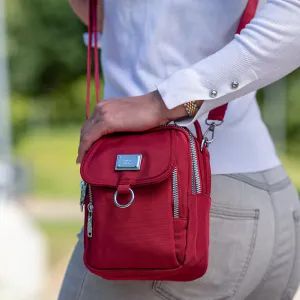 Dámska midi kabelka s 3 vreckami červená