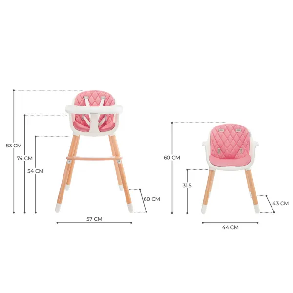 KINDERKRAFT Stolička jedálenská Sienna pink