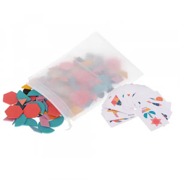 Drevené puzzle MONTESSORI, farebné mozaikové tvary, 180 dielikov-MOVEO